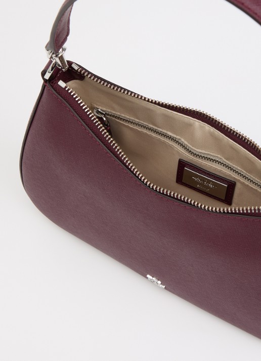 Ralph Lauren Danni Medium schoudertas van leer met afneembare schouderriem - detail bordeauxrood
