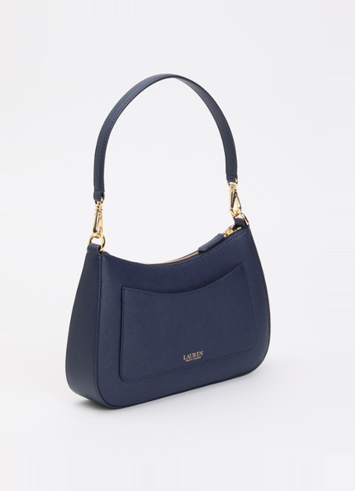 Ralph Lauren Danni schoudertas van leer met afneembare schouderriem - achterkant 5 donkerblauw