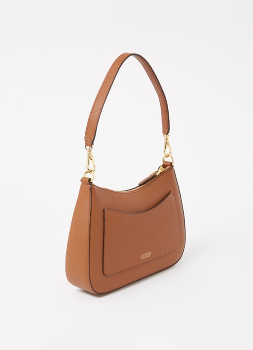 Ralph Lauren Danni schoudertas van leer - achterkant cognac