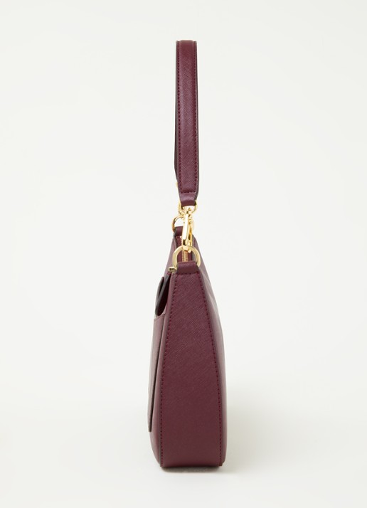 Ralph Lauren Danni schoudertas van leer - detail 4 bordeauxrood