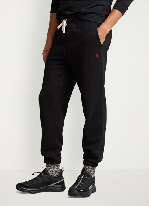 Ralph Lauren De fleece RL trainingsbroek - detail polo black / zwart