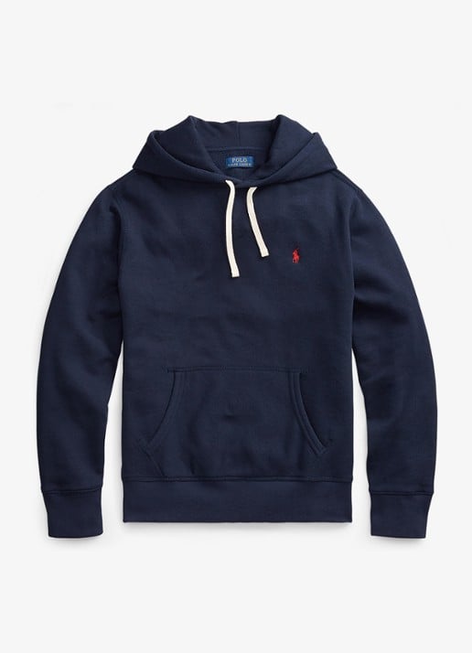 Ralph Lauren De RL fleece hoodie - voorkant 2 cruise navy / blauw