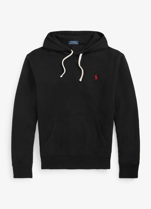 Ralph Lauren De RL fleece hoodie - voorkant 2 polo black / zwart
