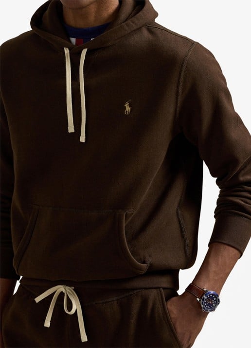 Ralph Lauren De RL fleece hoodie - detail 2 nutmeg brown / bruin