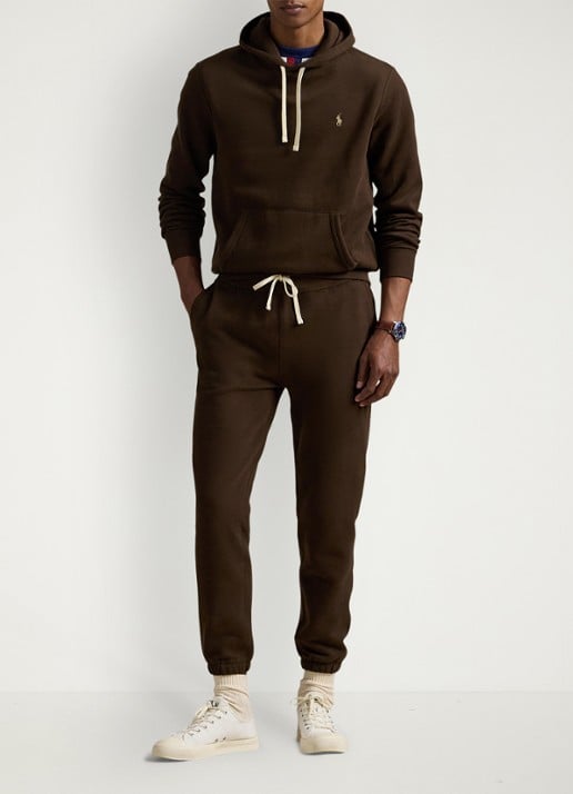 Ralph Lauren De RL fleece hoodie - voorkant 5 nutmeg brown / bruin