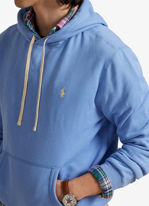 Ralph Lauren De RL fleece hoodie - detail 5 bristol blue / blauw
