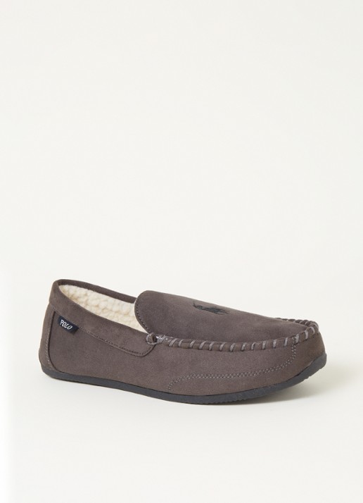 Ralph Lauren Declan pantoffel met logoborduring  - voorkant 5 bronsgroen