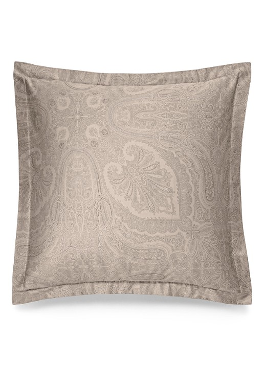 Ralph Lauren Doncaster Ruffle kussensloop van katoensatijn  - voorkant taupe