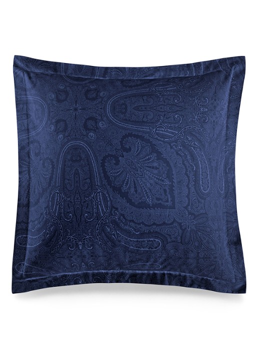 Ralph Lauren Doncaster Ruffle kussensloop van katoensatijn  - voorkant 4 donkerblauw