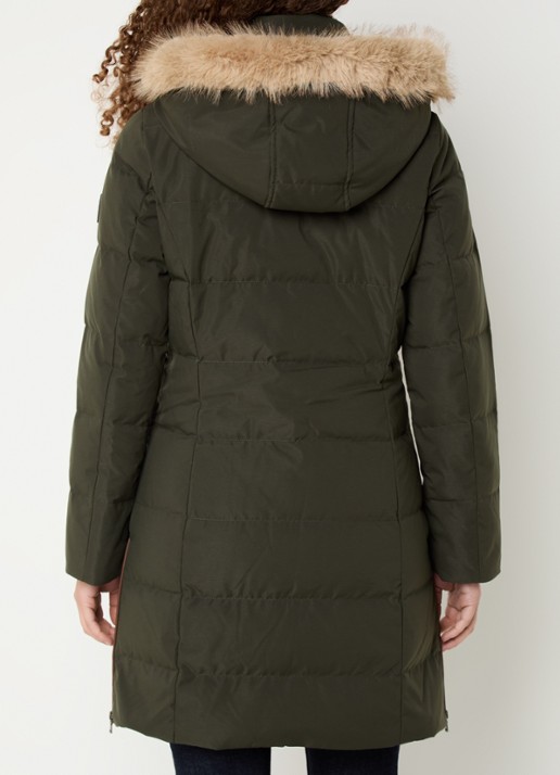 Ralph Lauren Donsjas met capuchon en imitatiebont - achterkant 2 bronsgroen