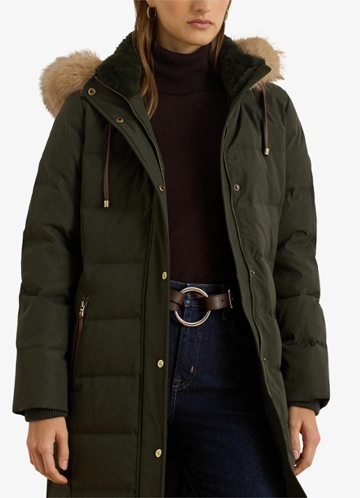 Ralph Lauren Donsjas met capuchon en imitatiebont