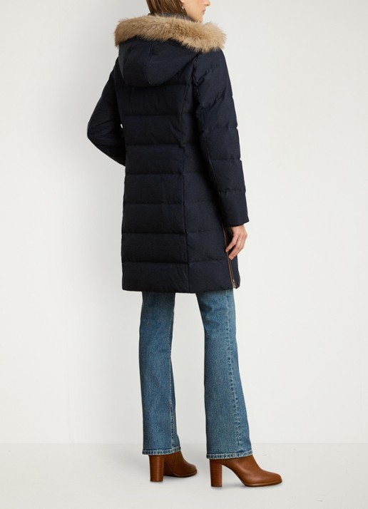 Ralph Lauren Donsjas met capuchon en imitatiebont - achterkant 5 blauw