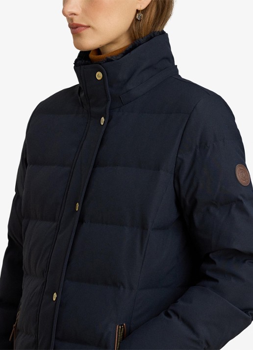 Ralph Lauren Donsjas met capuchon en imitatiebont - detail 4 blauw