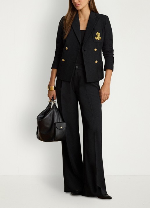 Ralph Lauren Double-breasted blazer met logoborduring - voorkant 2 zwart