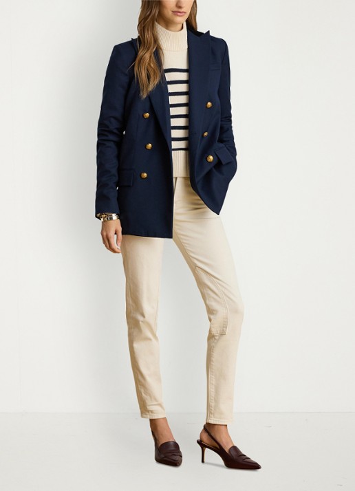 Ralph Lauren Double-breasted blazer van wol met klepzakken - voorkant 3 donkerblauw