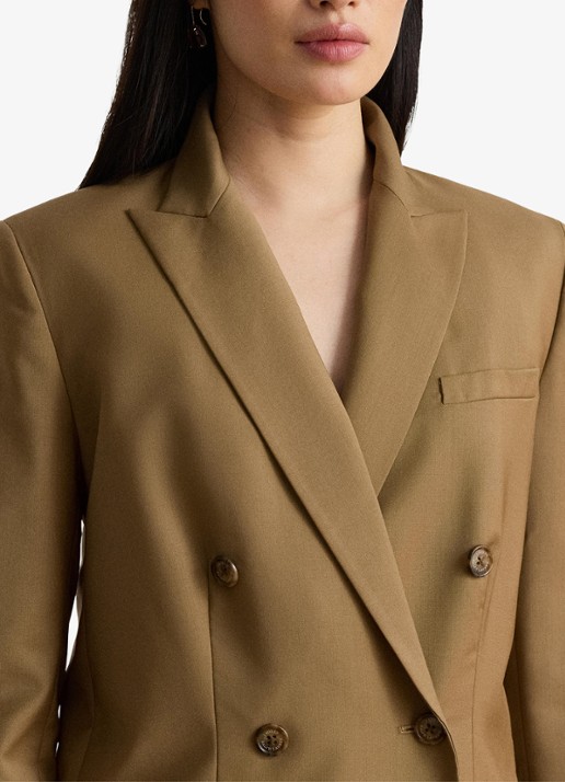 Ralph Lauren Double-breasted blazer van wol met klepzakken - detail 2 honey tan / beige