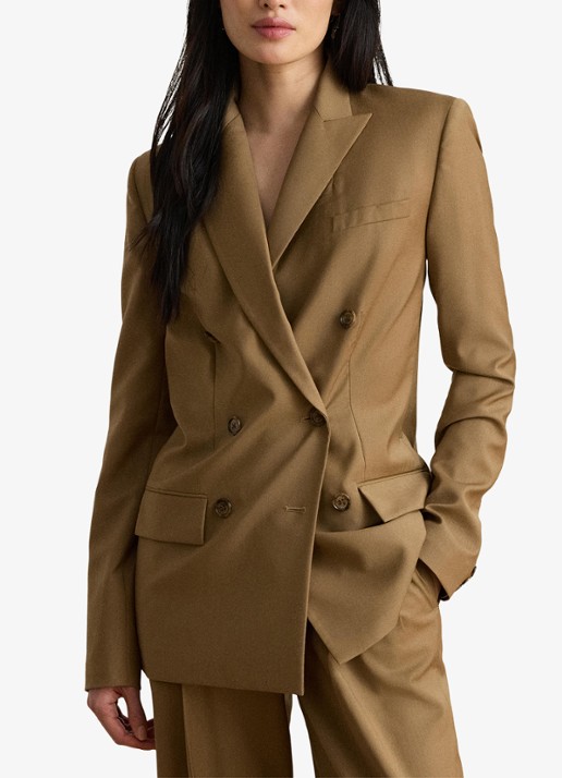 Ralph Lauren Double-breasted blazer van wol met klepzakken - voorkant 5 honey tan / beige