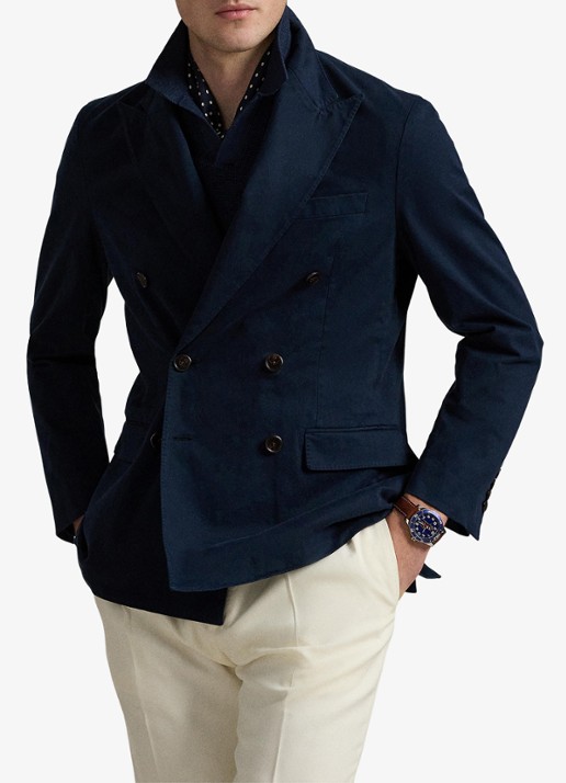 Ralph Lauren Double-breasted slim fit colbert met klepzakken