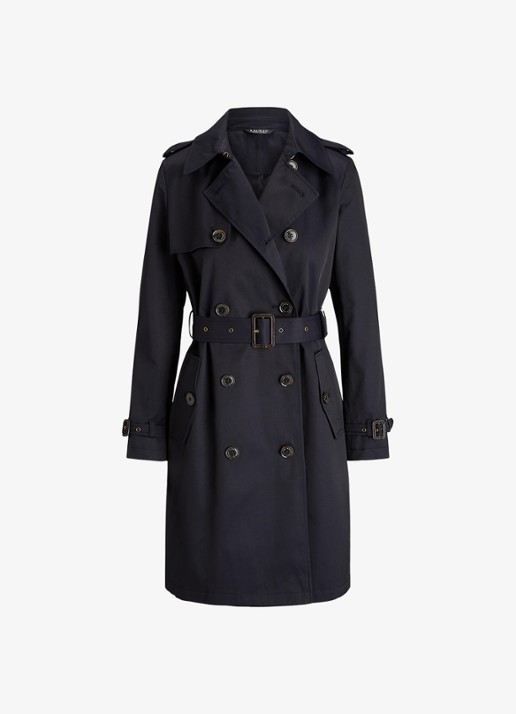 Ralph Lauren Double-breasted trenchcoat met ceintuur - voorkant donkerblauw