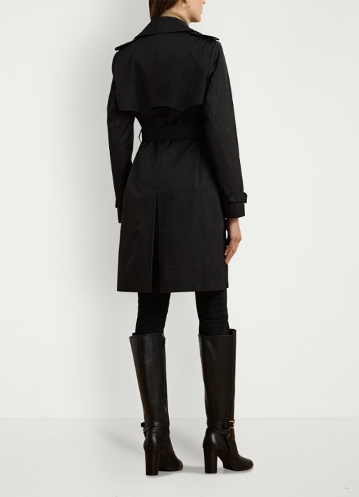 Ralph Lauren Double-breasted trenchcoat met ceintuur - achterkant black-2wah / zwart