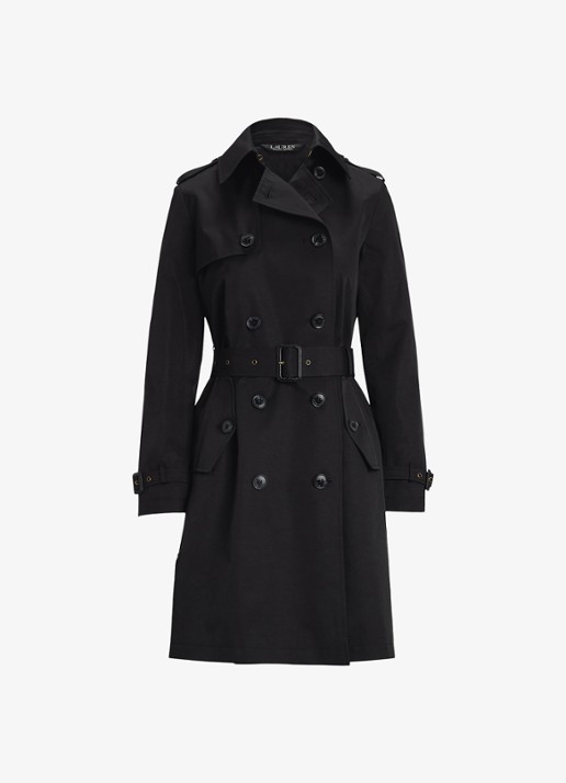 Ralph Lauren Double-breasted trenchcoat met ceintuur - voorkant 2 black-2wah / zwart