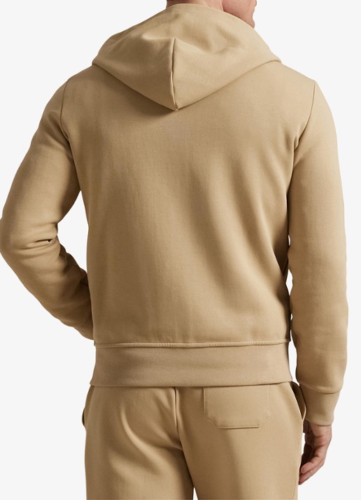 Ralph Lauren Double-knit hoodie met volledige rits - achterkant vintage khaki / khaki