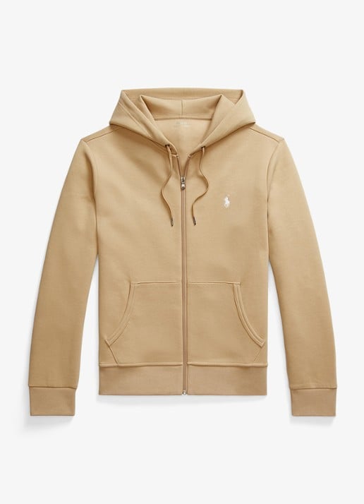 Ralph Lauren Double-knit hoodie met volledige rits - voorkant 3 vintage khaki / khaki