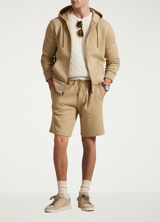 Ralph Lauren Double-knit hoodie met volledige rits - voorkant 4 vintage khaki / khaki