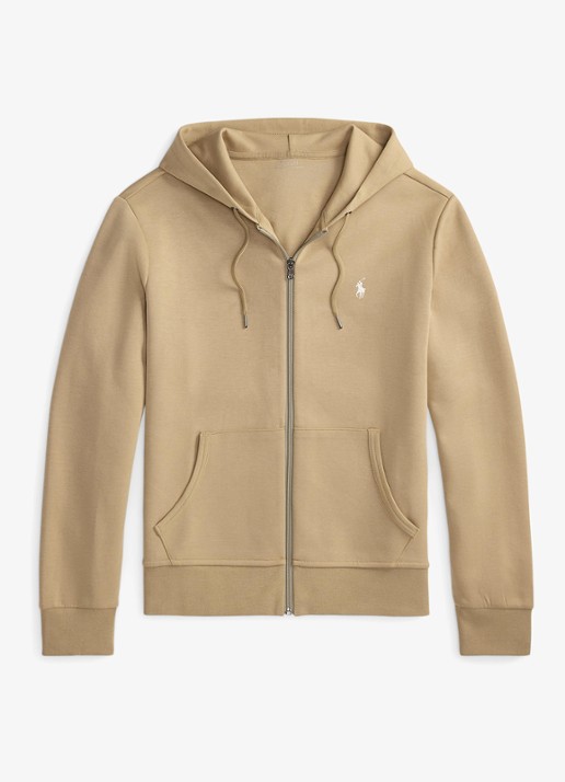 Ralph Lauren Double-knit hoodie met volledige rits - voorkant 3 surrey tan