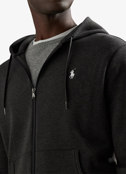 Ralph Lauren Double-knit hoodie met volledige rits - detail 2 dark charcoal heather