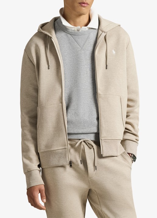 Ralph Lauren Double-knit hoodie met volledige rits - detail 3 tuscan beige heather