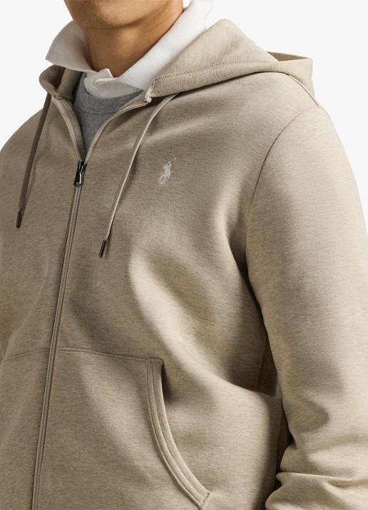 Ralph Lauren Double-knit hoodie met volledige rits - detail 4 tuscan beige heather