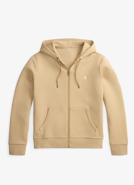 Ralph Lauren Double-knit hoodie met volledige rits - voorkant 5 vintage khaki / khaki