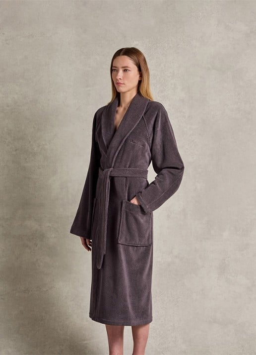 Ralph Lauren Dulaney badjas met opgestikte zakken - unisex - voorkant 2 grijs