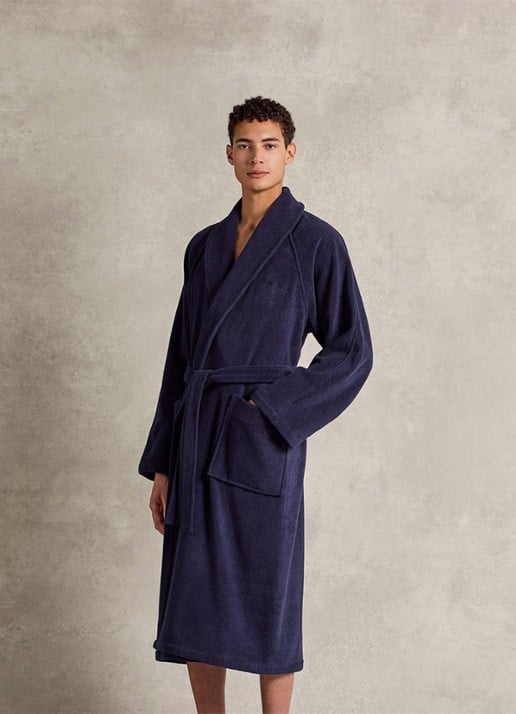 Ralph Lauren Dulaney badjas met opgestikte zakken - unisex - voorkant 8 donkerblauw