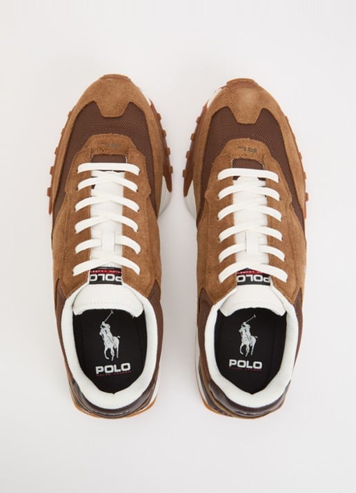 Ralph Lauren Eldridge sneaker van suède met mesh details - detail 2 camel