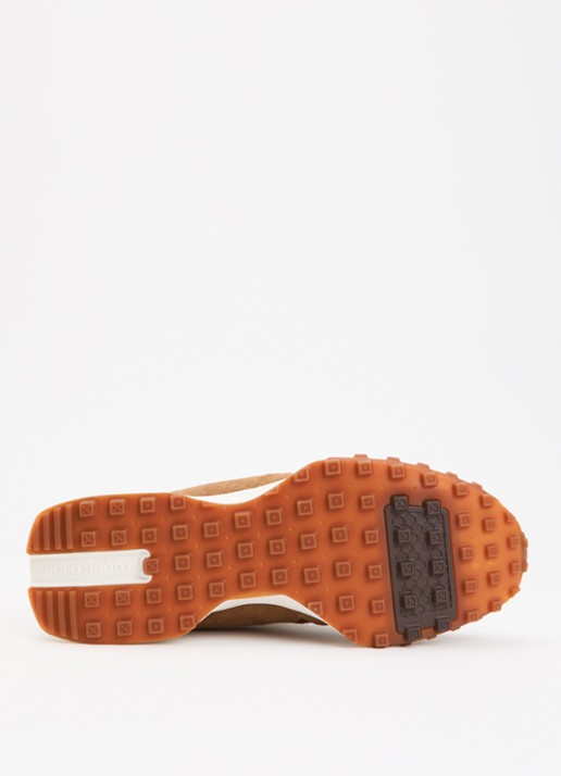 Ralph Lauren Eldridge sneaker van suède met mesh details - detail 3 camel