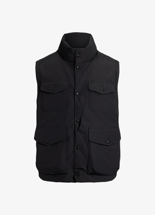 Ralph Lauren Eldson bodywarmer met donsvulling en klepzakken - voorkant 2 polo black / zwart