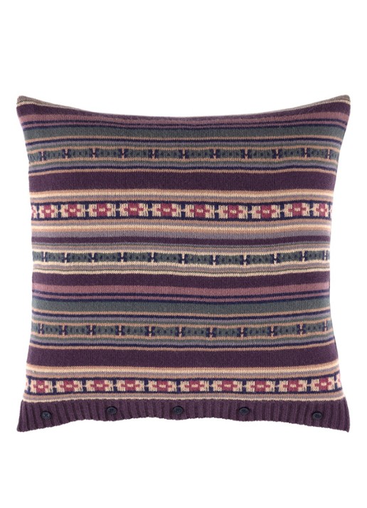 Ralph Lauren Emerett sierkussenhoes in wolblend 50 x 50 cm - achterkant aubergine