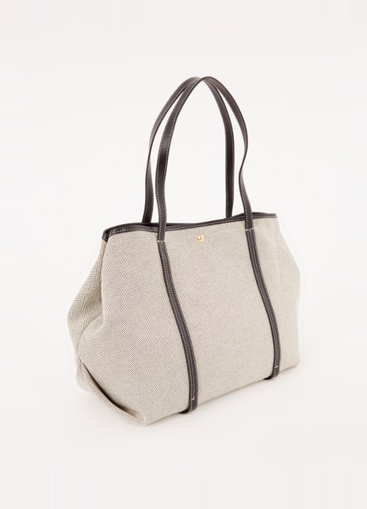 Ralph Lauren Emerie Extra Large shopper van canvas met leren details - achterkant zwart