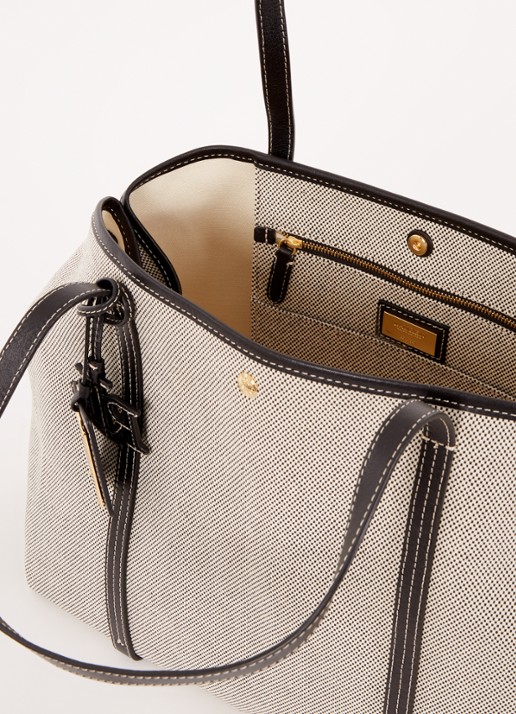 Ralph Lauren Emerie Extra Large shopper van canvas met leren details - detail 2 zwart