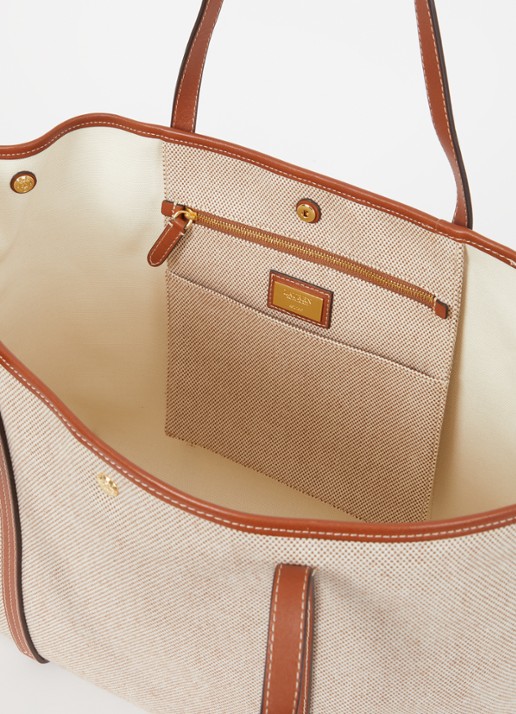 Ralph Lauren Emerie Extra Large shopper van canvas met leren details - detail 2 beige