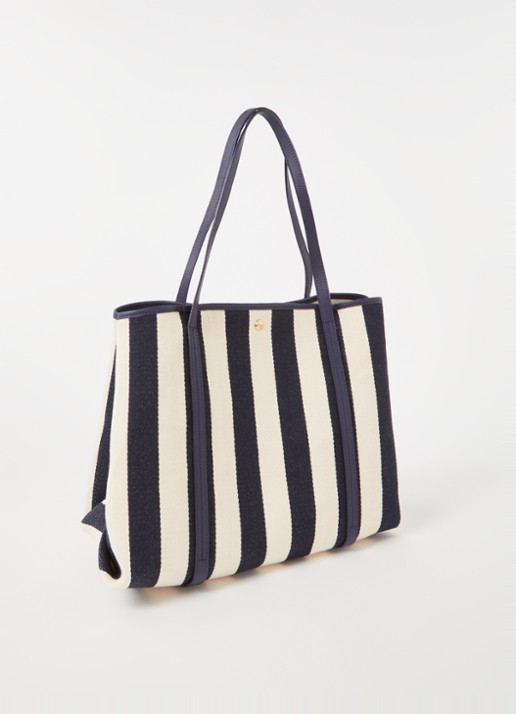 Ralph Lauren Emerie Extra Large shopper van canvas met leren details - achterkant donkerblauw