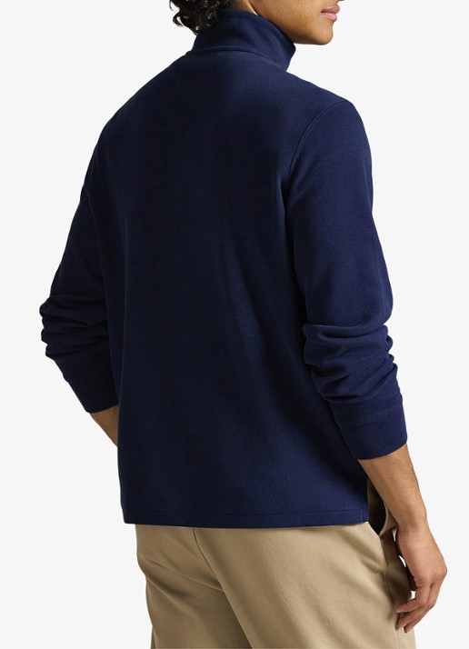 Ralph Lauren Estate-rib trui met kwartrits - achterkant 5 cruise navy / donkerblauw
