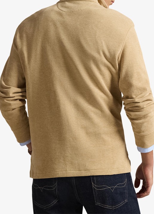 Ralph Lauren Estate-rib trui met kwartrits - achterkant classic camel / camel
