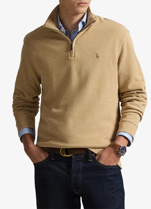 Ralph Lauren Estate-rib trui met kwartrits - detail 4 classic camel / camel