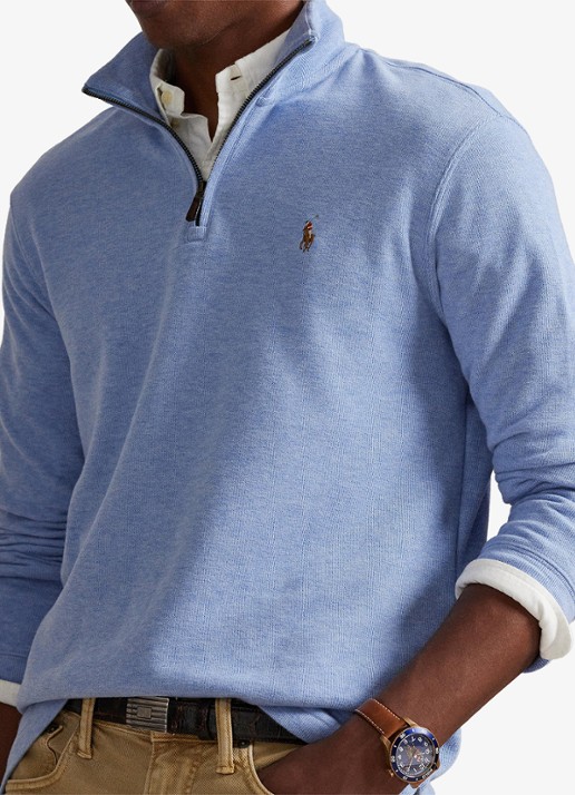 Ralph Lauren Estate-rib trui met kwartrits - detail 5 isle heather / lichtblauw