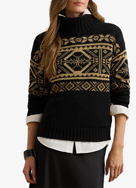 Ralph Lauren Fair Isle grofgebreide trui in wolblend met col