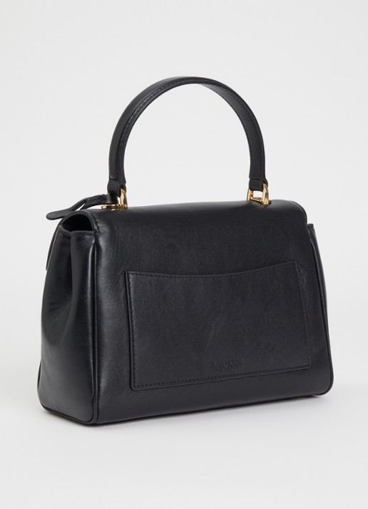 Ralph Lauren Farrah Small handtas van leer met afneembare schouderriem - achterkant 4 zwart