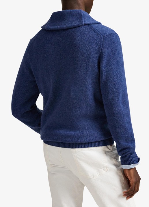 Ralph Lauren Fijngebreid vest in kasjmierblend met steekzakken - achterkant 5 rustic navy / donkerblauw
